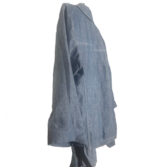 Lafayette 148 New York Grant Open Front Italian linen jacket. Jean blue. Size M - Picture 9 of 11